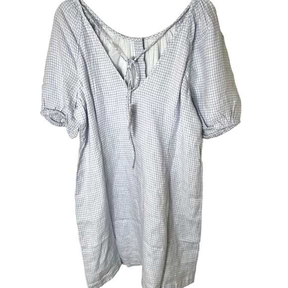 NEW WITH TAGS J. Crew Gray White Check Linen V Back Havana Mariska Dress Size 14 - Picture 5 of 8